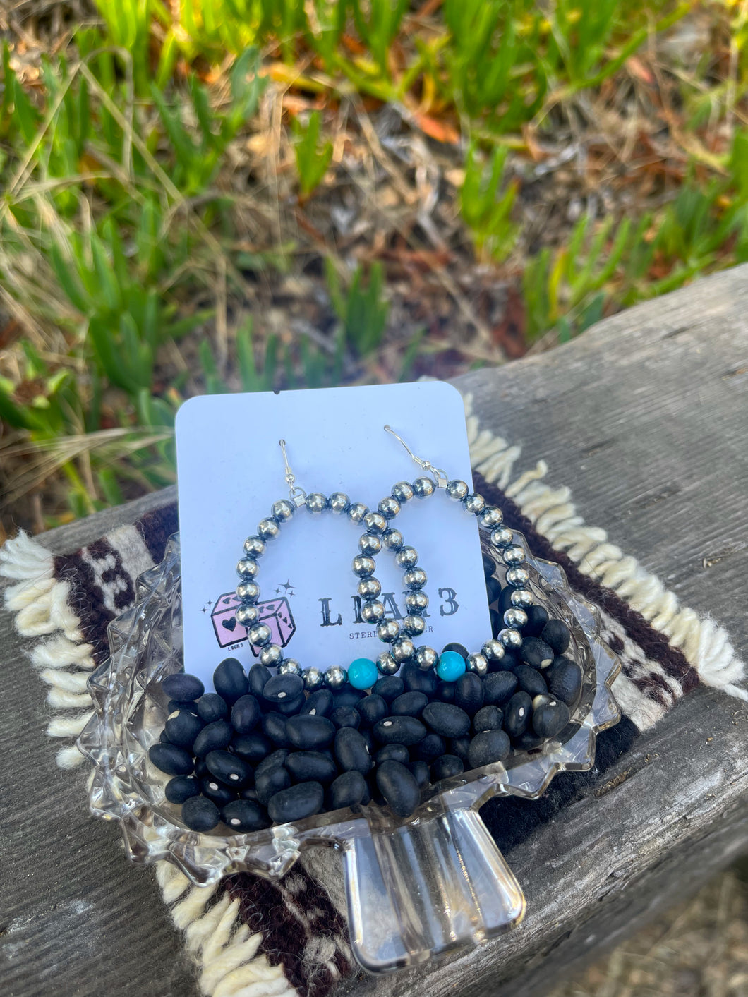 Small Navajo Pearl Hoops