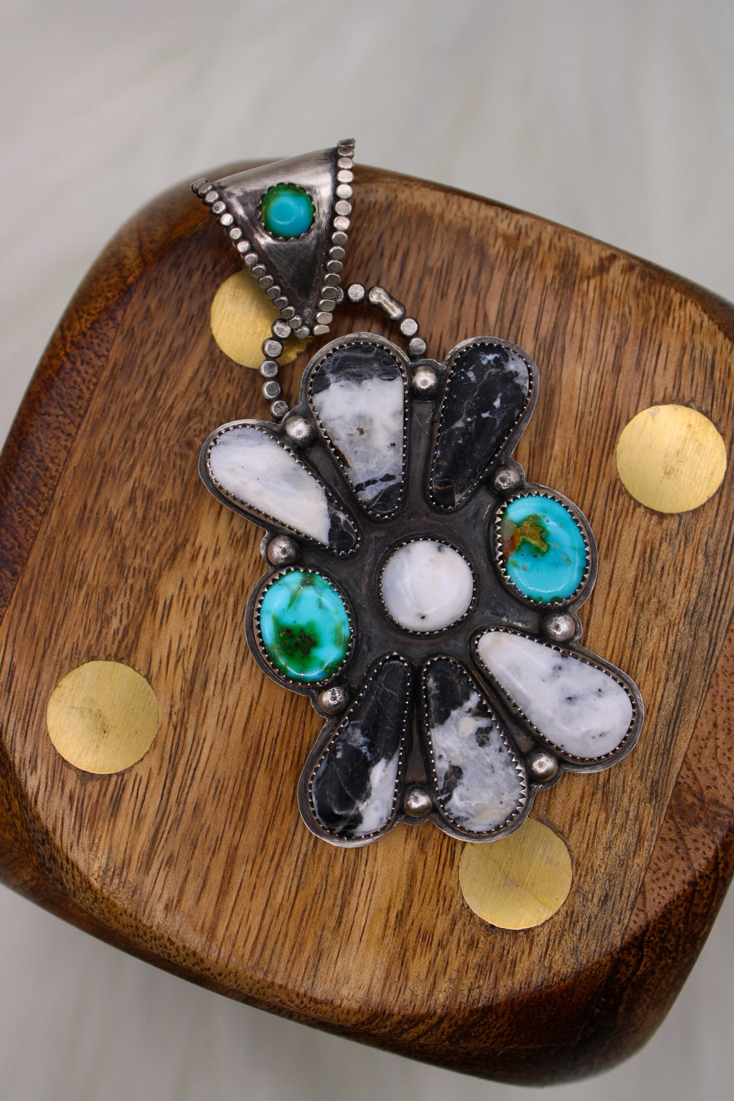 Chunky White Buffalo & Sonoran Gold Pendant