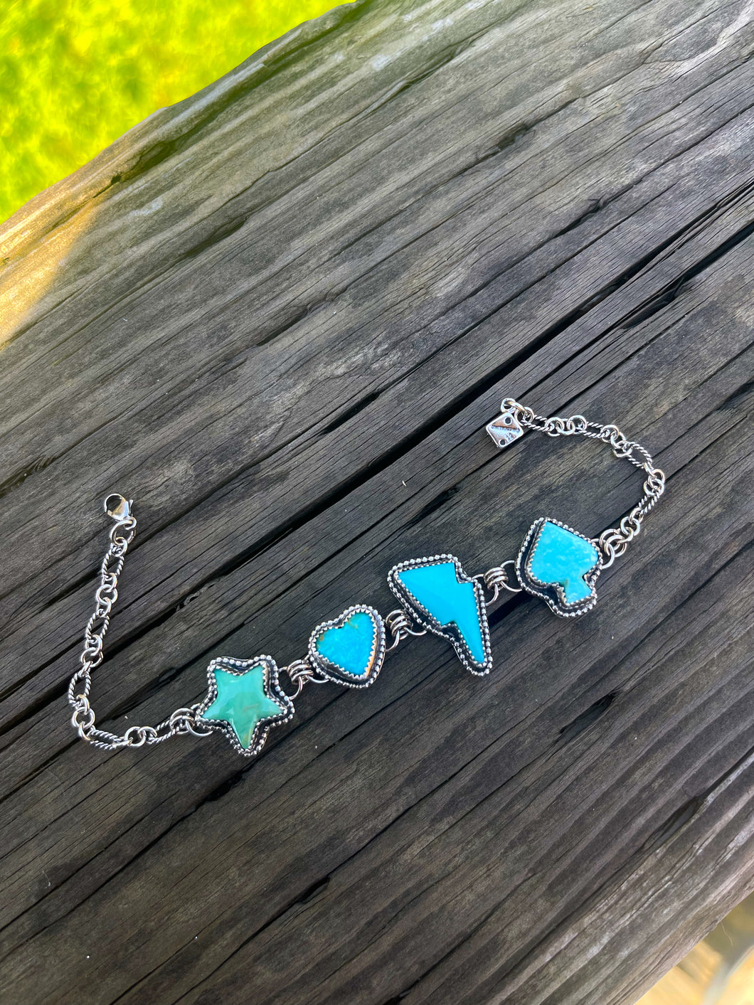 4 Stone Charm Bracelet- Turquoise